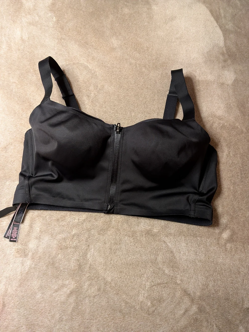 Victoria’s Secret VSX Black Front Zip High Impact Underwire Sports Bra 38D/DD